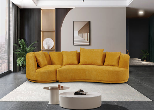 Luxury Teddy Fleece 2 piece Curved Sofa - with Swivel Armchair (360 Degrees)