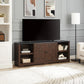 Modern Farmhouse Entertainment Console, Barn Door Design with Shelves and Cabinets For up to 80'' TV's