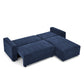 Modular L Shaped Corduroy Upholstered 3 Seater Sofa Bed with Storage, Blue