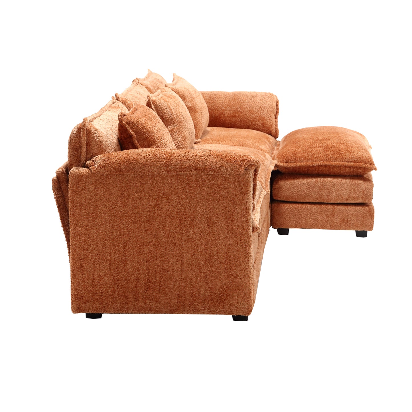 Oversized Boucle Fabric L-Shape Sectional - Movable Pedals with Detachable Armrests