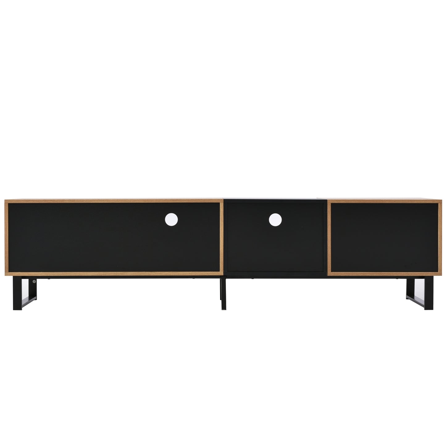 Modern TV Stand with 2 Cabinets & Open Storage Compartment, for TVs up to 85''