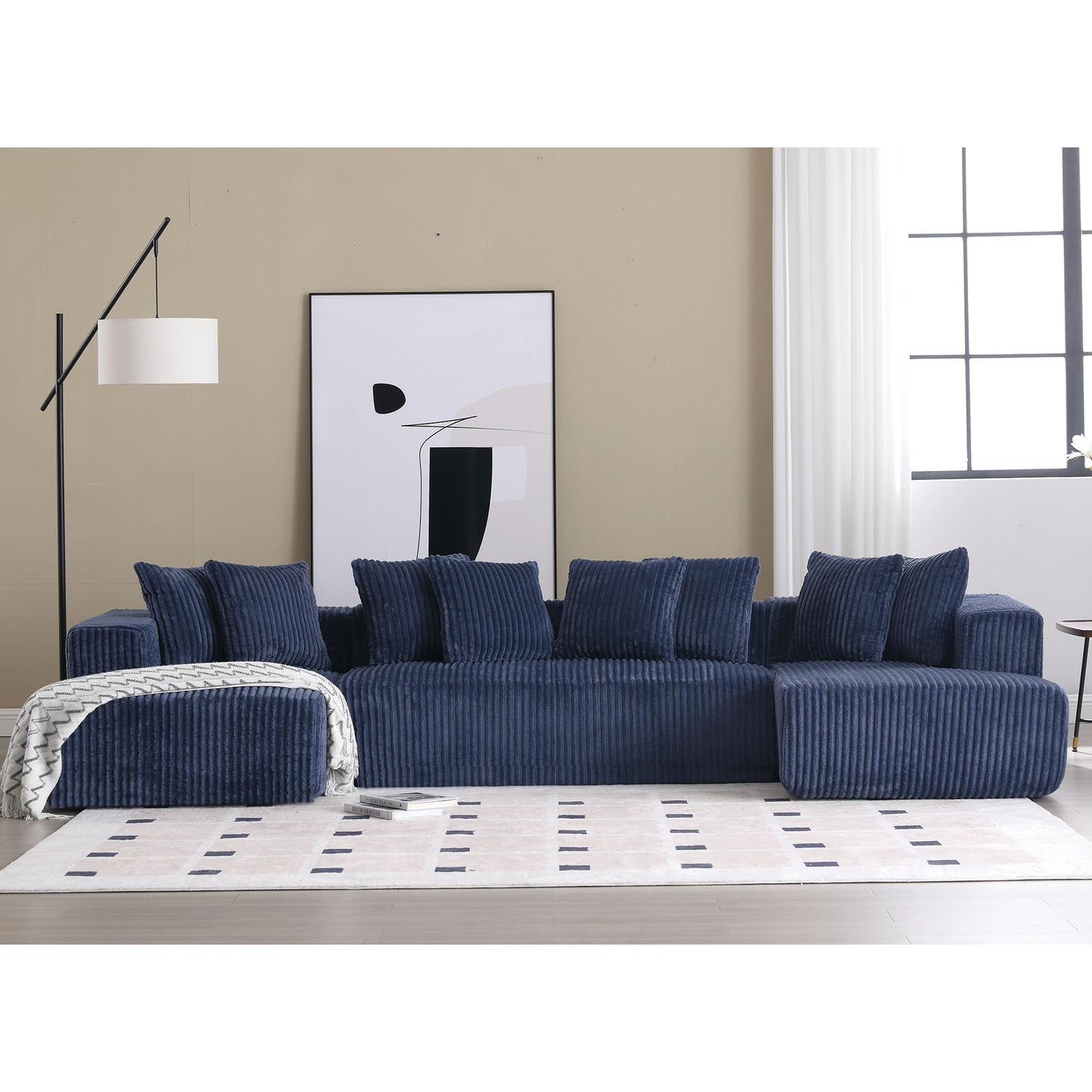 Corduroy L-Shaped Modular Sectional Sofa with Chaise