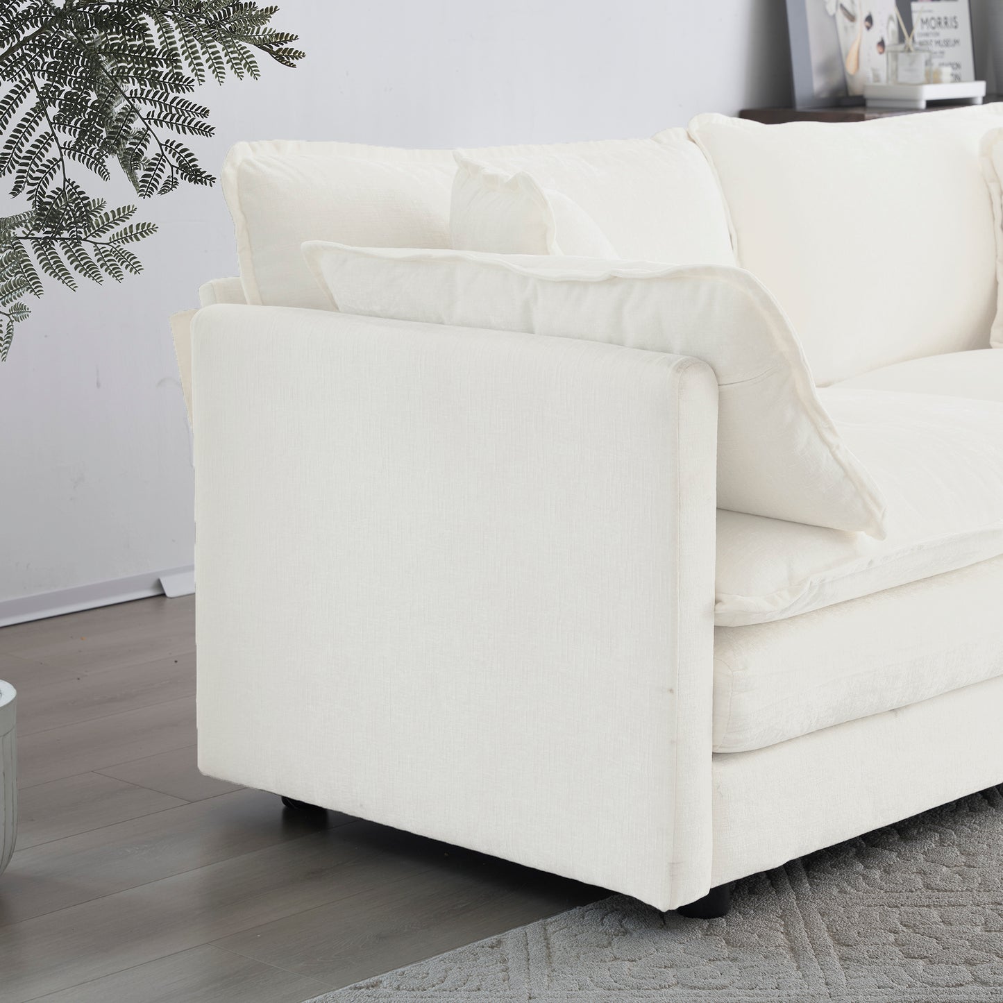 Large Modern Loveseat -  Deep Seat 2-Seat Sofa with 4 Pillows