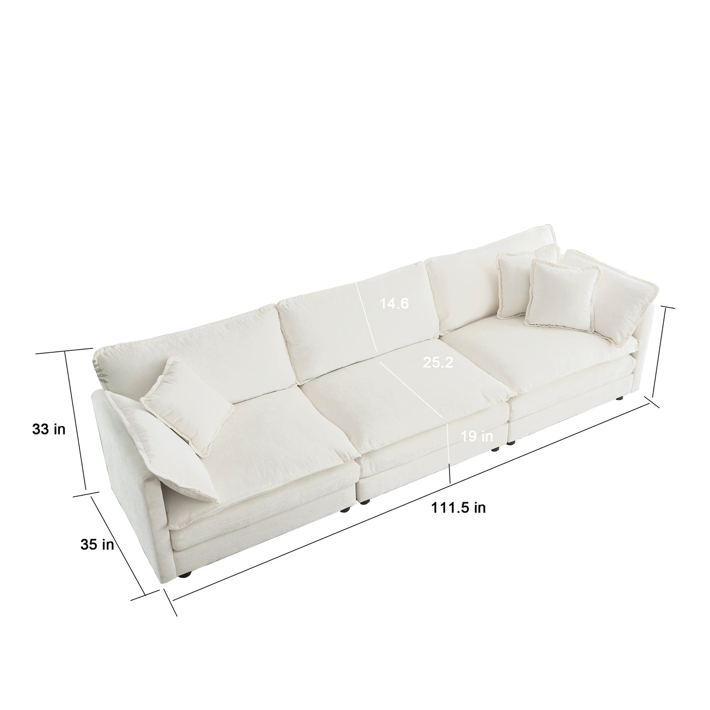 Modular Oversized L Shaped Sectional Sofa With Reversible Ottoman