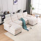 U-Shape Modular Corduroy Sofa - 2 Single Seats & 2 Chaises for Ultimate Comfort