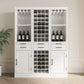 Brown walnut color modular wine bar Cabinet with Storage Shelves with Hutch for Dining Room