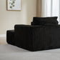 Corduroy Lounge Chair & Footrest – Fluffy Sleeper Sofa for Modern Comfort, Black