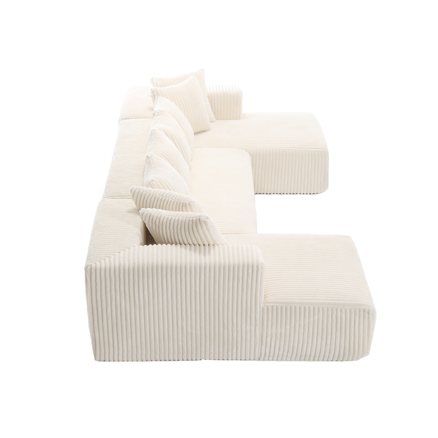 Modular Corduroy U-Sectional Sofa with Lounge Chaise