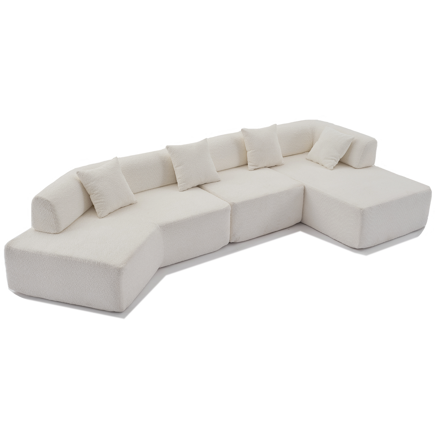 Minimalist 140" L-Shape Couch , 4 Seater , No Assembly Required