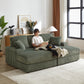 Corduroy 3-Seater Sofa With A Ottoman, 2 Storage  & Cup Holder