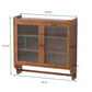 24.8"Glass Door Vintage Double Door Wall Cabinet with Three Tiers of Storage with Towel Rack, for Bathroom, Kitchen,Dining Room,Brown