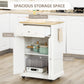 Rolling Kitchen Island Cart, Portable Serving Trolley Table with Drawer, Adjustable Shelf and 2 Towel Racks, Cream White