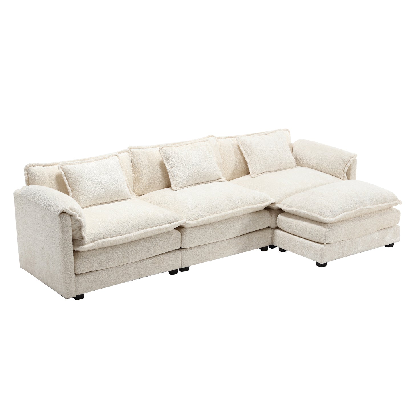 Boucle Fabric L-Shape Sectional Sofa