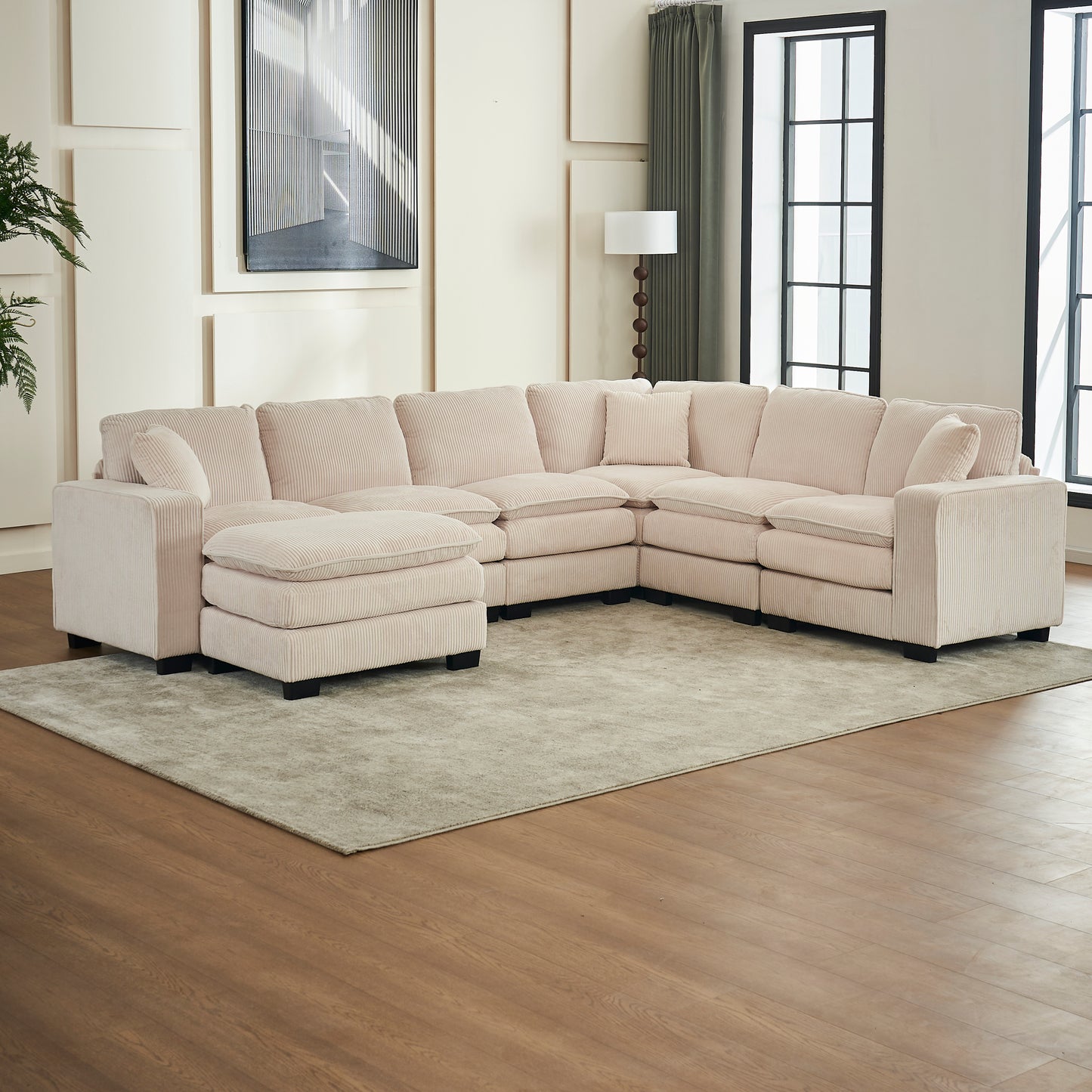 L Shaped 6-Seat Sofa Couch with Chaise Sectional