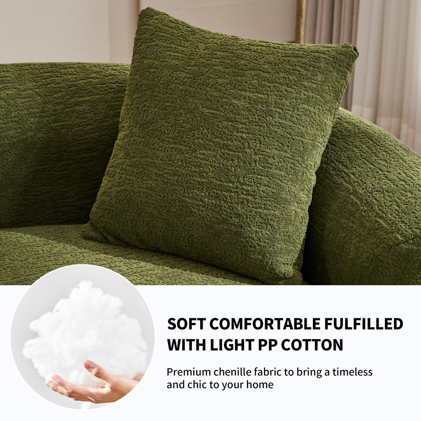 Curved Chenille Fabric Sofa