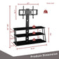 Black Multi-Function Angle And Height Adjustable Tempered Glass  TV Stand for up to 79" TV's