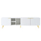 Modern Minimalist Geometric TV Cabinet with Metal Handles and Gold Legs For Up to 80'' TV's