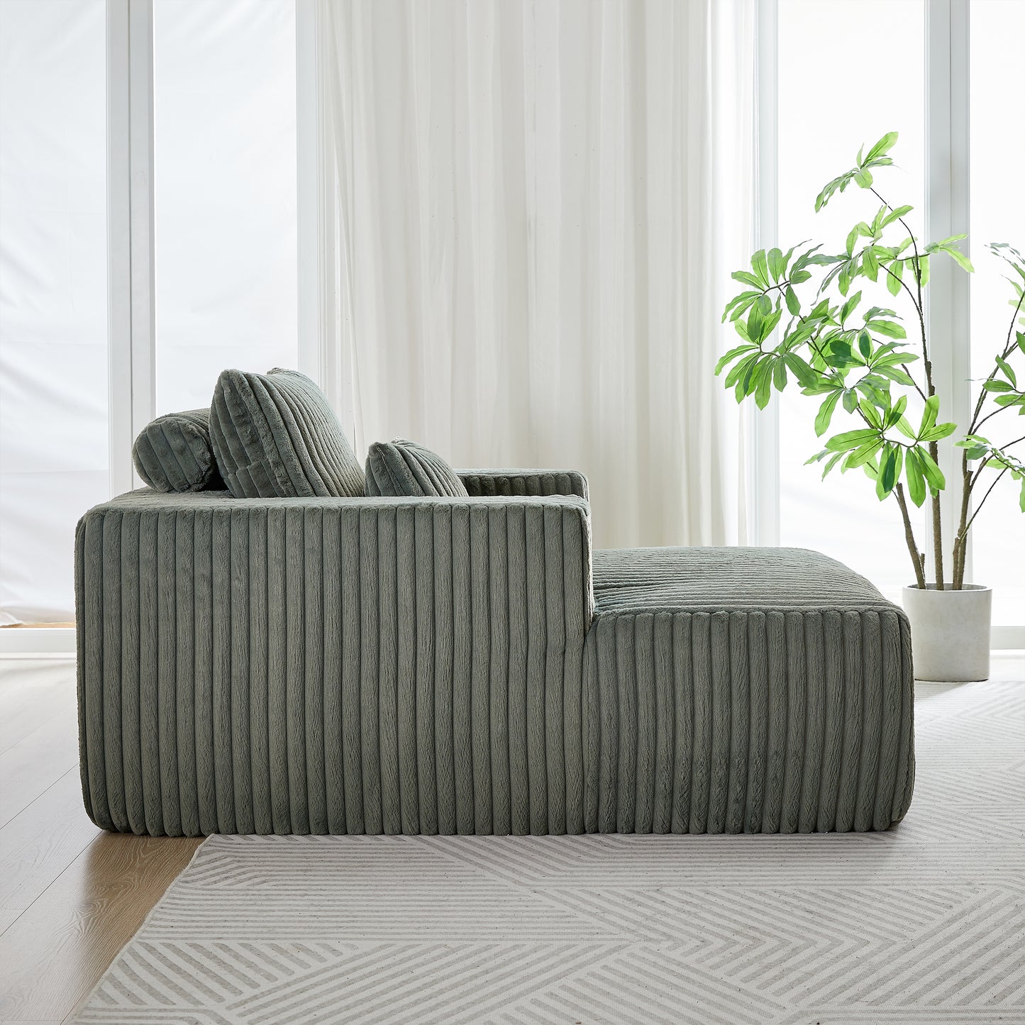 Corduroy Lounge Chair – Fluffy Modern Sleeper, No Assembly Needed