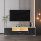 Modern Entertainment Console with LED Lighting, Remote Control, Storage Cabinets, and Open Shelves For up to 65" TV's