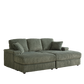 Corduroy 3-Seater Sofa With A Ottoman, 2 Storage  & Cup Holder