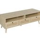 Rattan TV Stand with Solid Wood Feet, TV Console Table for Living Room, Natural