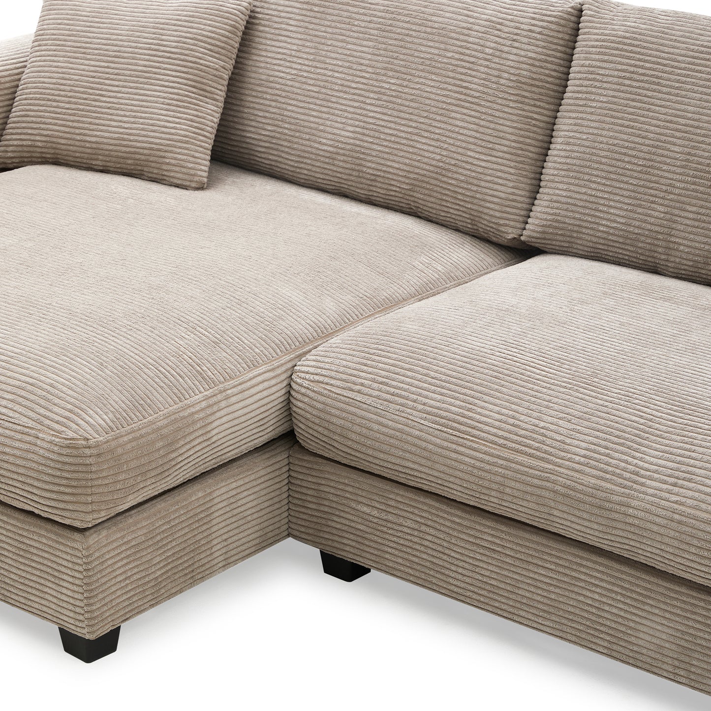 Oversized Corduroy L-Shaped Sectional Sofa with USB Ports & Cup Holders