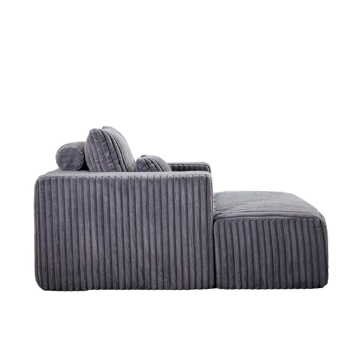 Corduroy Lounge Chair & Footrest – Fluffy Sleeper Sofa for Modern Comfort