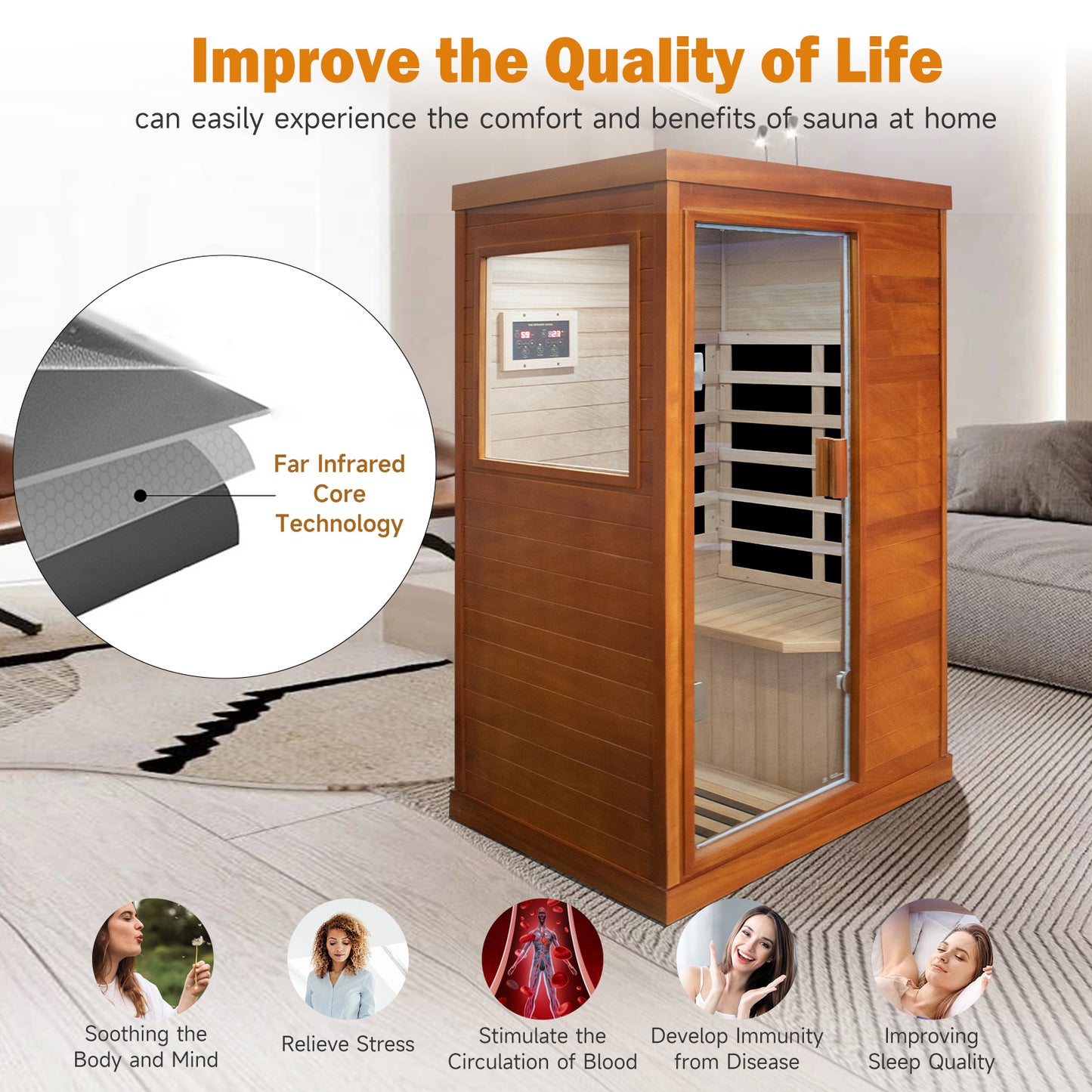 infrared sauna room single room