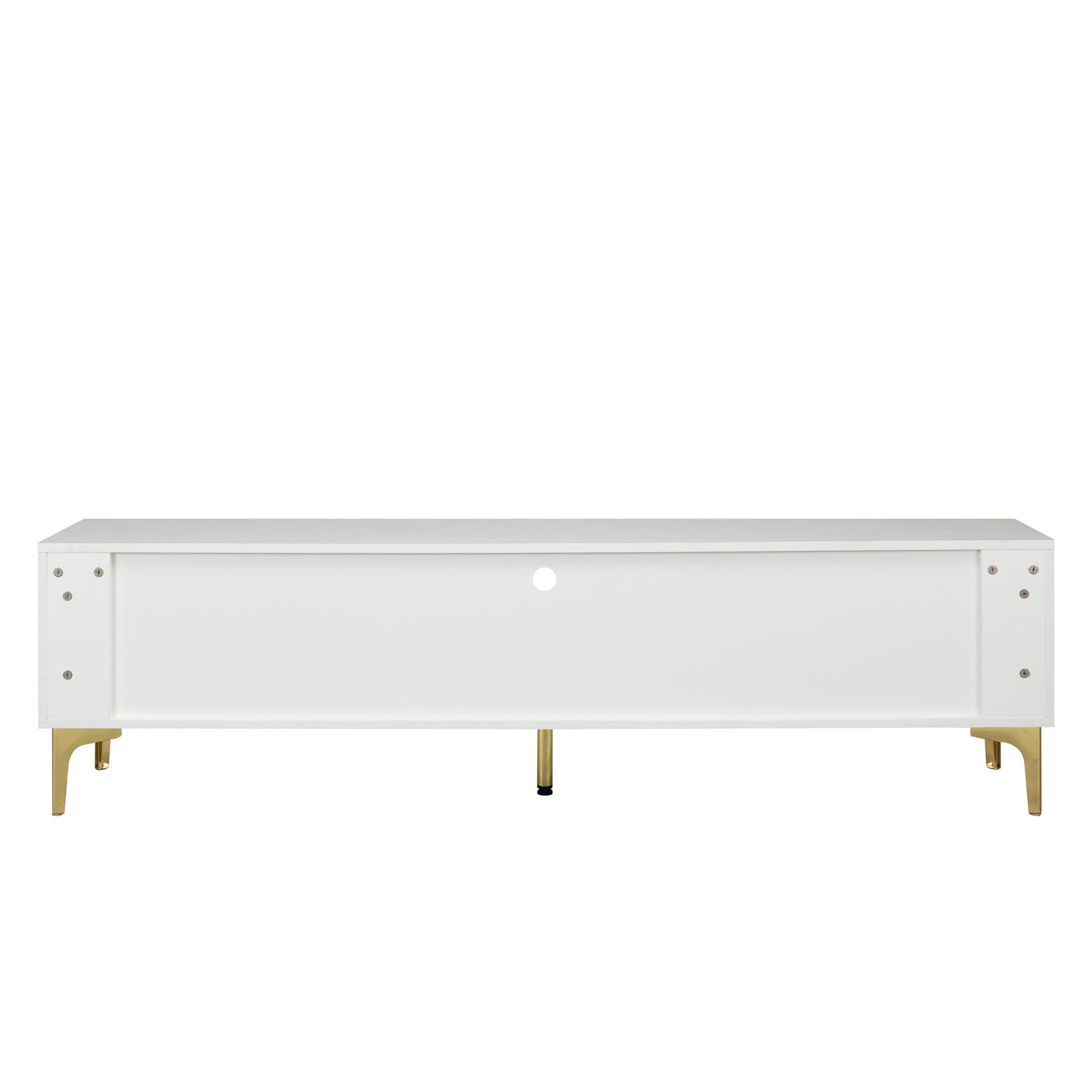 TV stand,TV Cabinet,entertainment center,TV console,media console,with LED remote control lights,UV bloom drawer panel,gold metal table legs, can be placed in the living room, bedroom, color: white