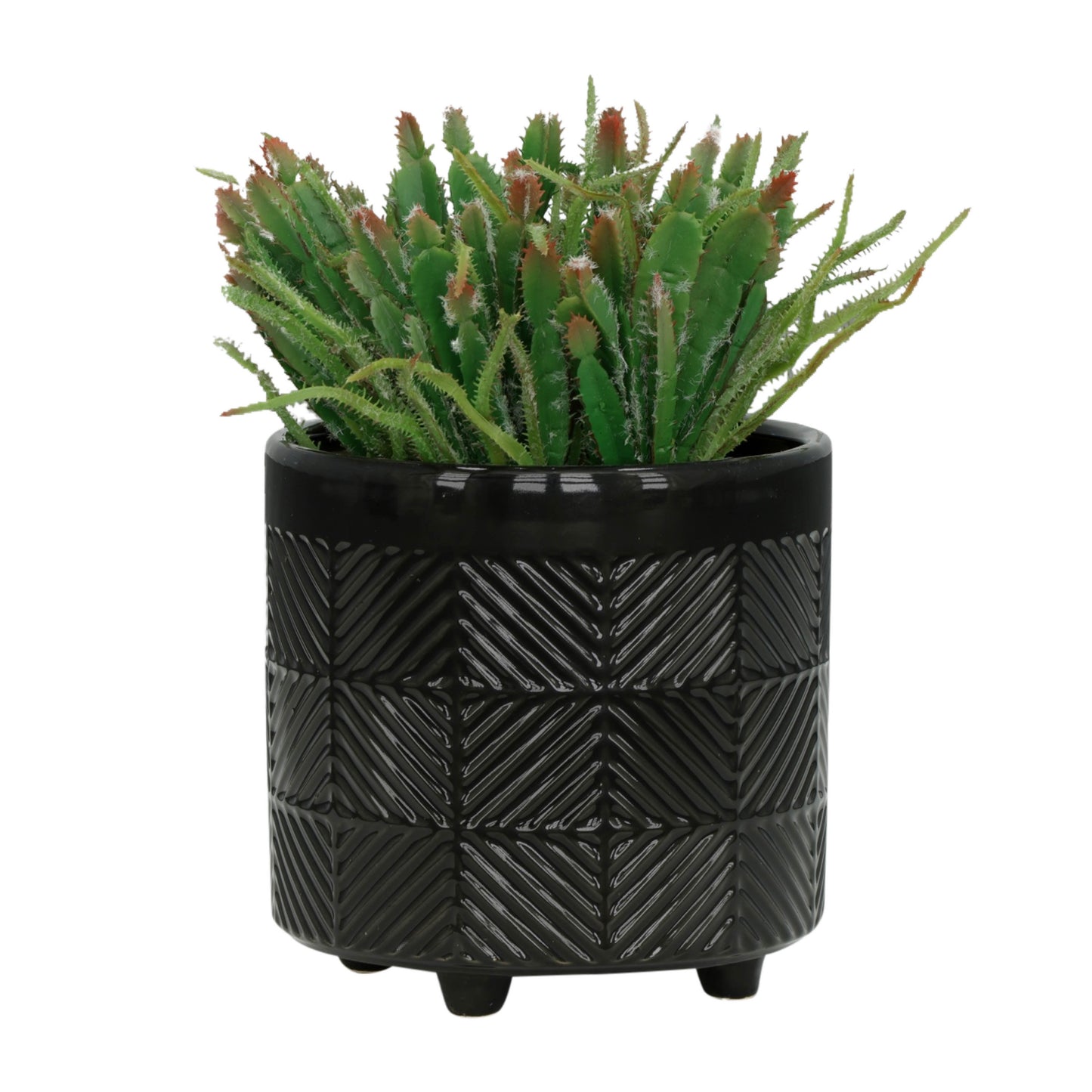 8" TEXTURED PLANTERS, SHINY BLACK