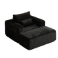 Corduroy Lounge Chair & Footrest – Fluffy Sleeper Sofa for Modern Comfort, Black