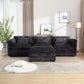 Oversized Boucle Fabric L-Shape Sectional - Movable Pedals with Detachable Armrests