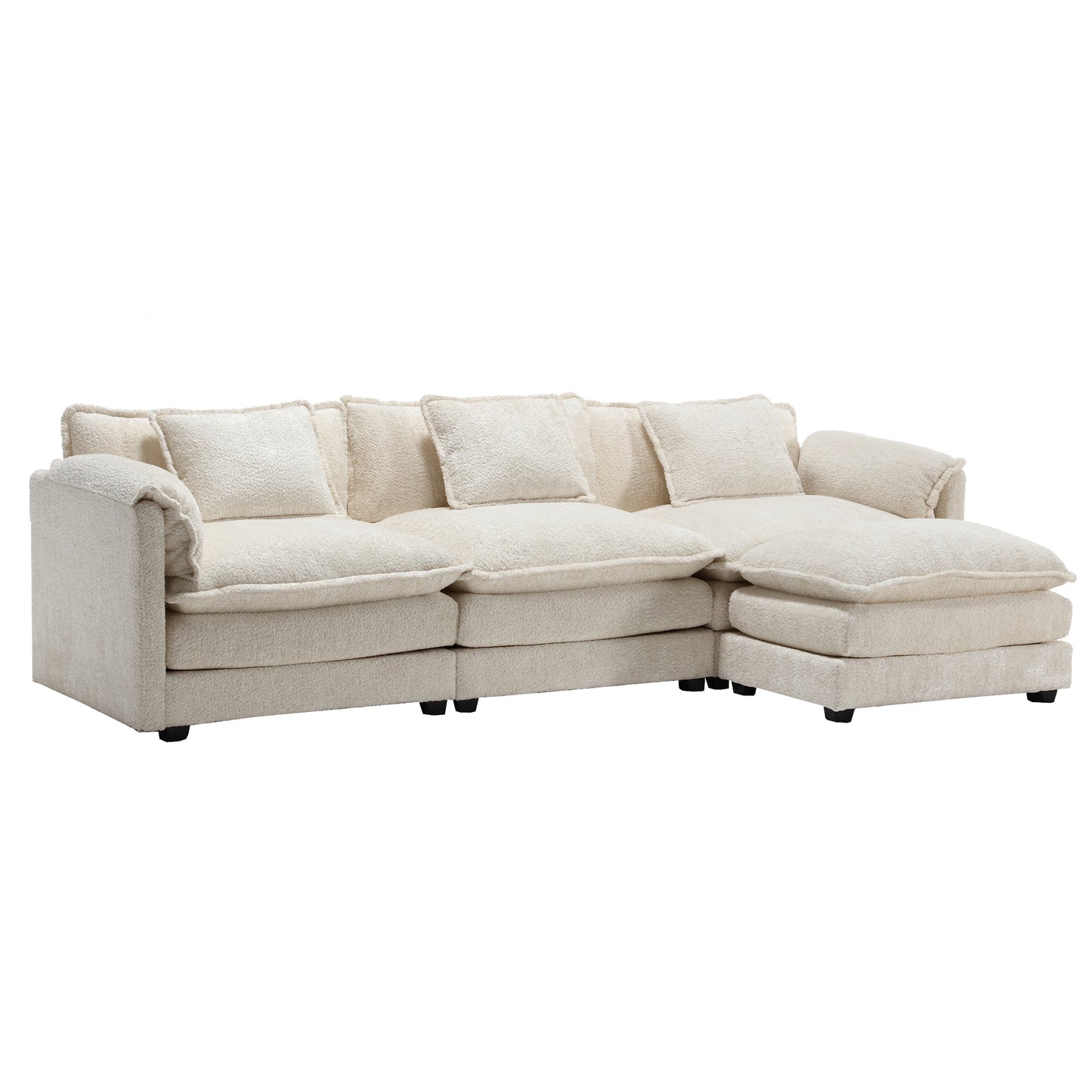 Boucle Fabric L-Shape Sectional Sofa