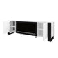 ON-TREND Modern TV Stand with 34.2" Non-heating Electric Fireplace, High Gloss Entertainment Center with 2 Cabinets, Media Console for TVs up to 78", White