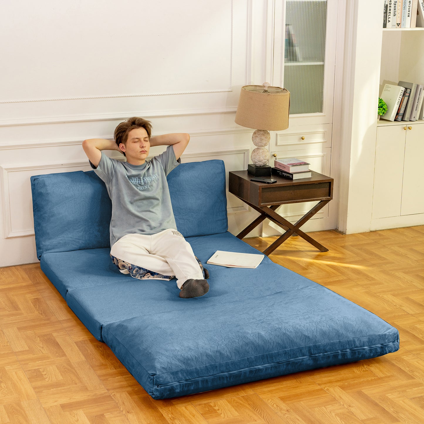 Large Folding Mattress Sofa Bean Bag Bed, Blue