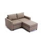 2-Seat Modular Sectional Sofa with 2 Ottomans