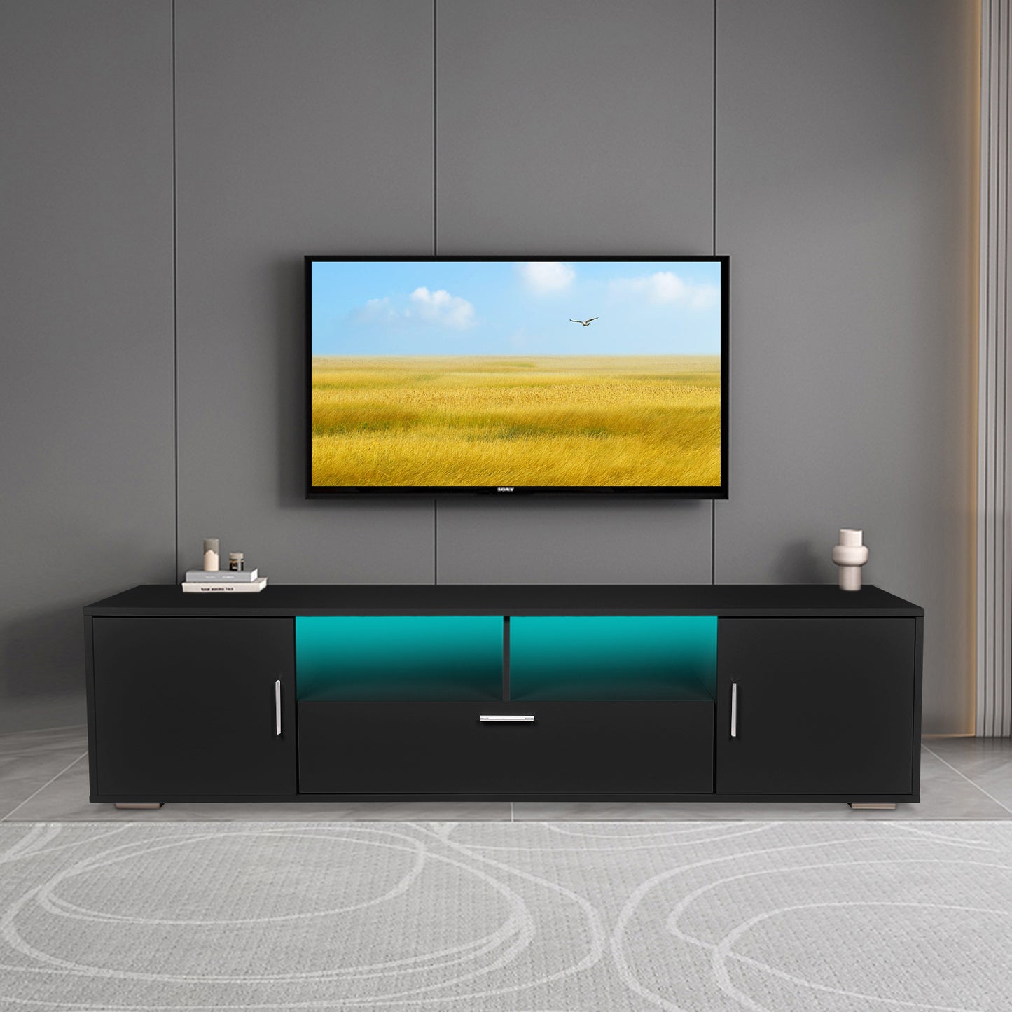 Modern TV stand with LED Lights & Storage for Up to 75" TV's