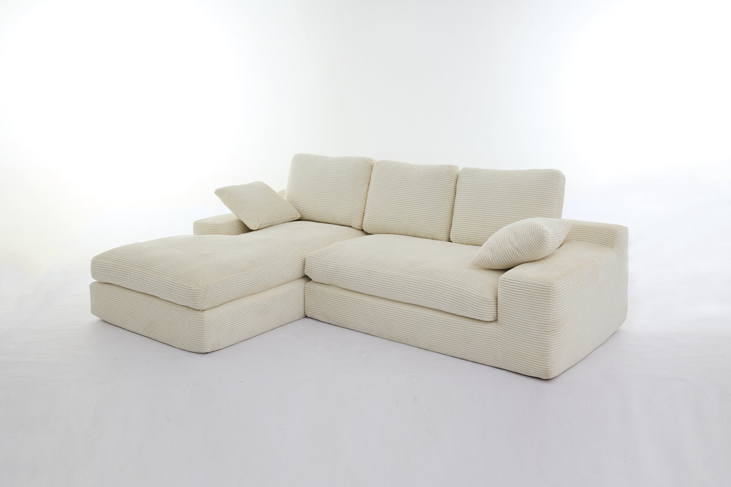 L Shaped 2 - Piece Corduroy Sectional