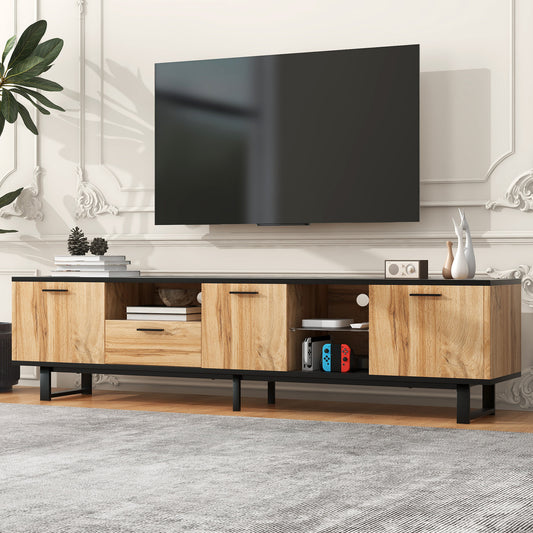 Modern TV Stand with 4 Cabinets & Open Shelves, for up to 80'' TV's