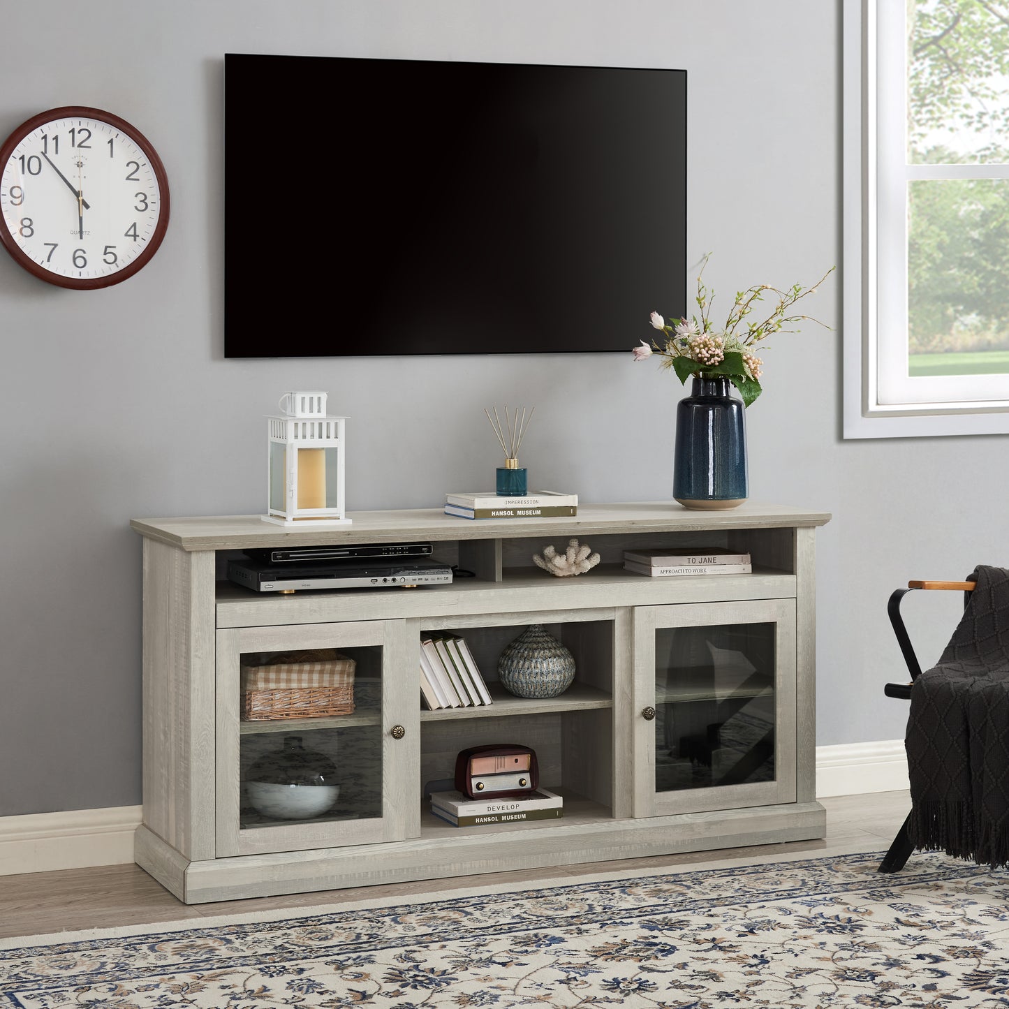 Contemporary Entertainment Console with Open and Closed Storage For up to 65'' TV's