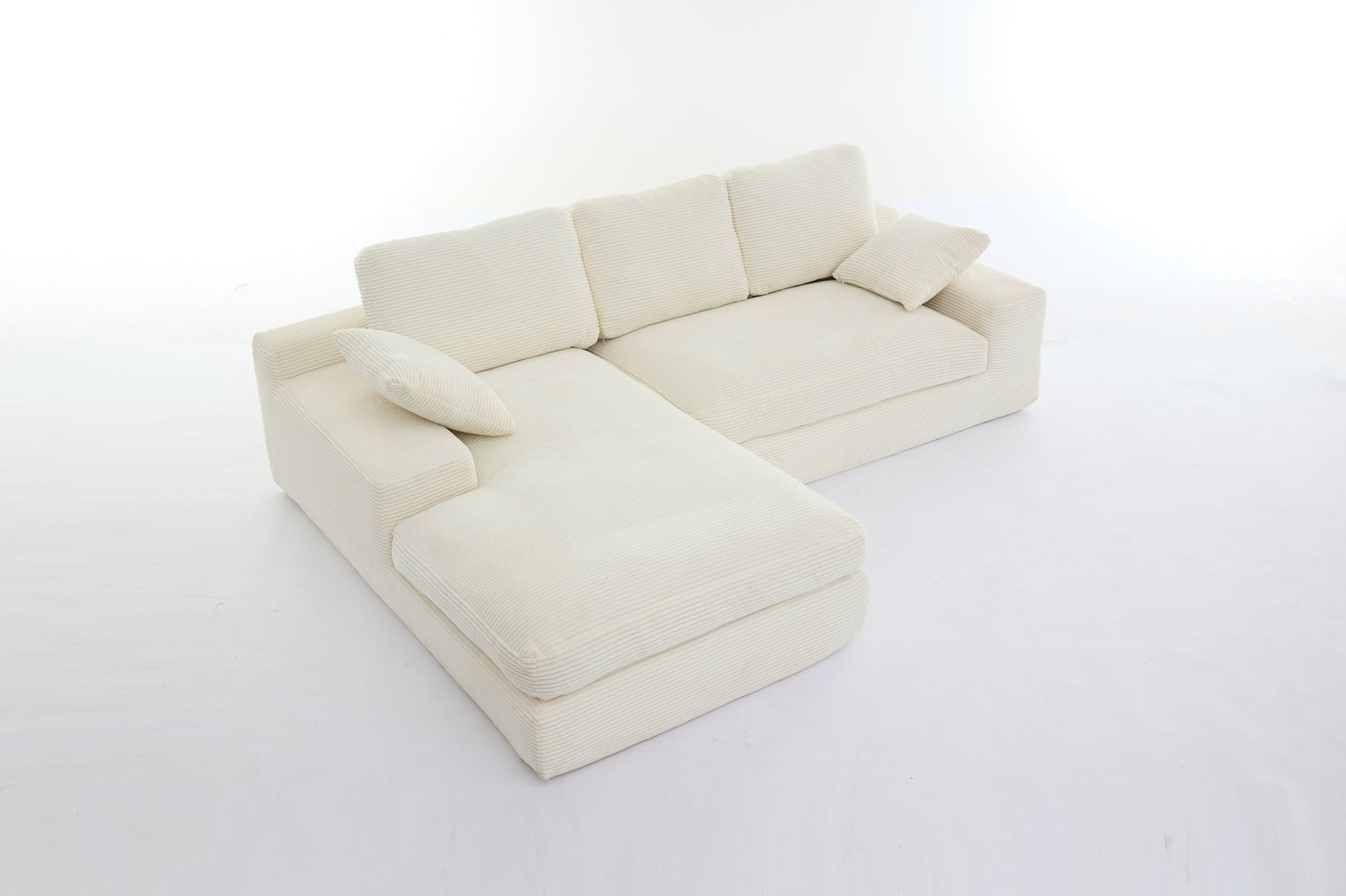 L Shaped 2 - Piece Corduroy Sectional