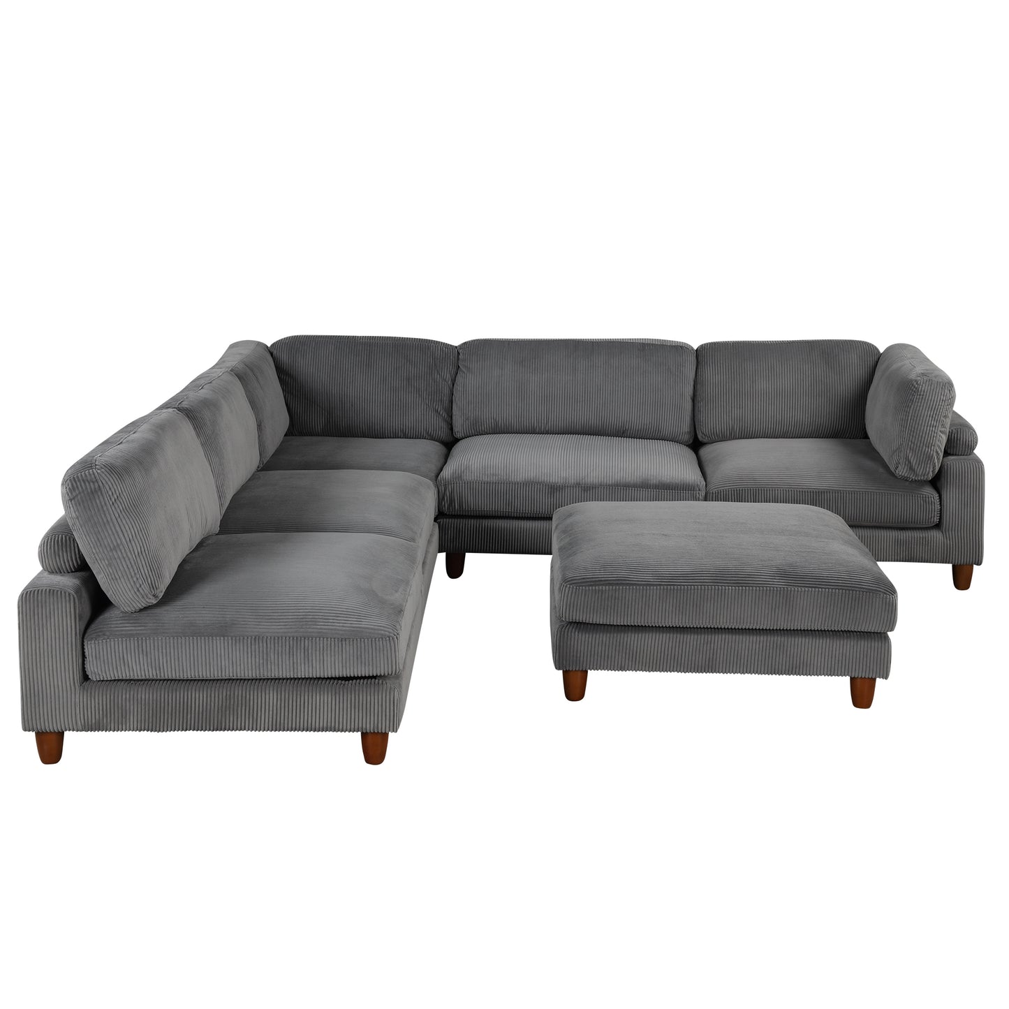 Modular Sectional Sofa with Ottoman - 6-Seater