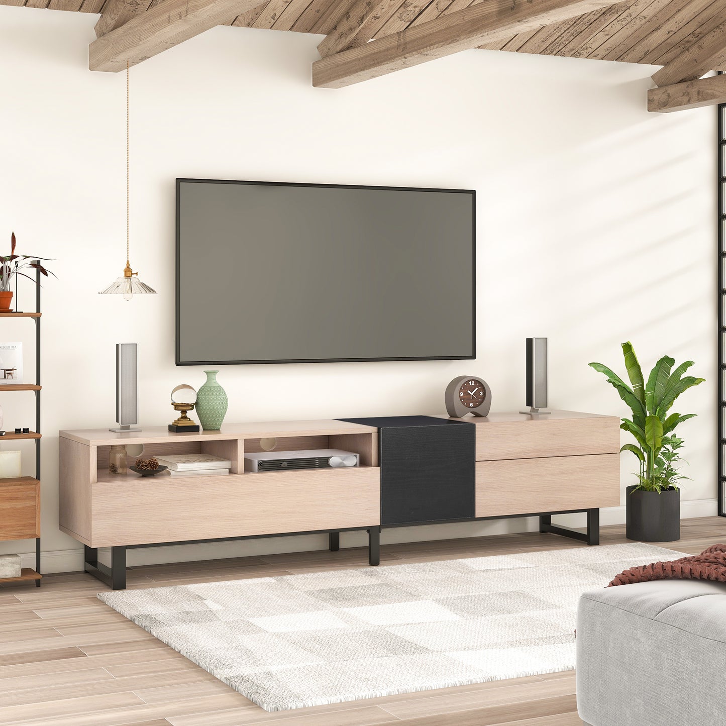 Modern TV Stand with Double Storage Space for up to 80'' TV's