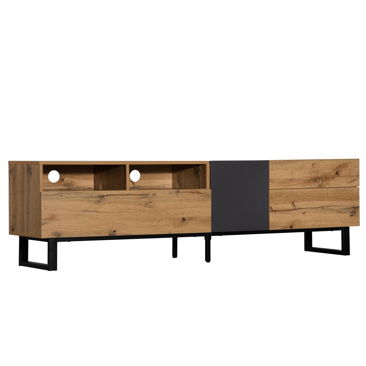 Modern TV Stand with Double Storage and Drop-Down Doors For up to 80'' TV's