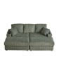 Corduroy 3-Seater Sofa With A Ottoman, 2 Storage  & Cup Holder