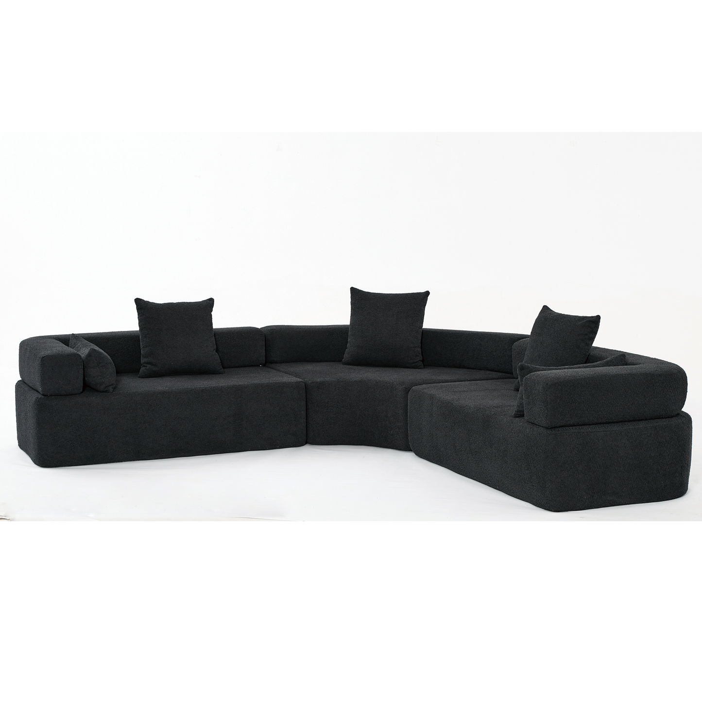 Oversized Semicircular Modular Sofa, Black