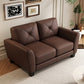 62" Genuine Leather match loveseat Living room coach Transitional sofa - Honey Brown