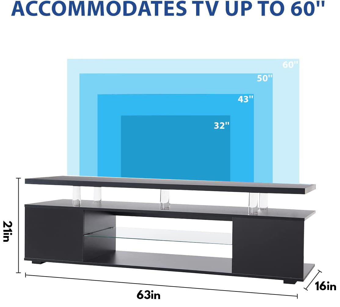 TV Stand for 70 Inch TV LED Gaming Entertainment Center Media Storage Console Table with Large Side Cabinet for Living Room Black