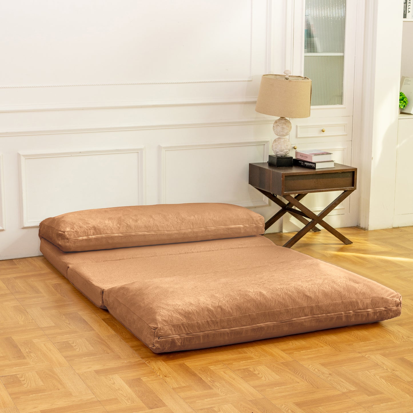 Large Folding Mattress Sofa Bean Bag Bed, Brown