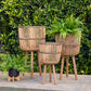 BAMBOO FOOTED PLANTERS, NATURAL